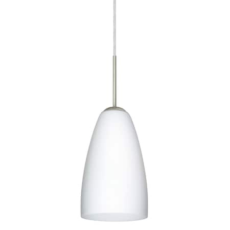 Besa Lighting Riva 9 Cord Pendant, Opal Matte, Satin Nickel Finish, 1x75W Incandescent 1JT-151107-SN